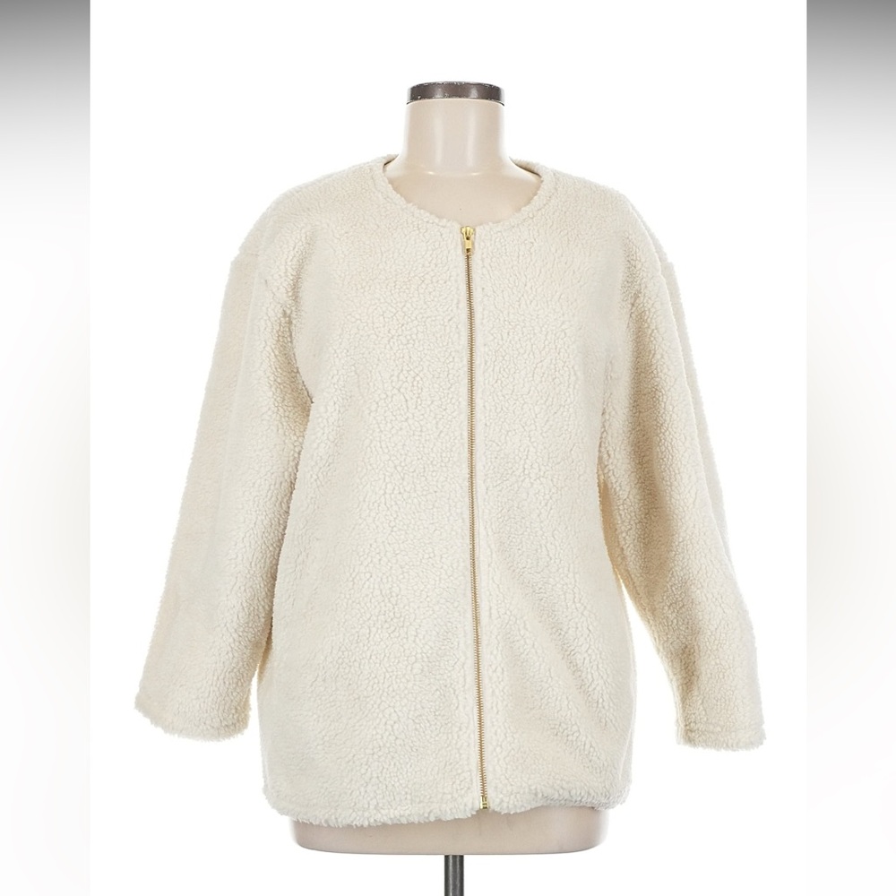 J Crew Women's Cream Sherpa Teddy Fleece Jacket XL 14/16